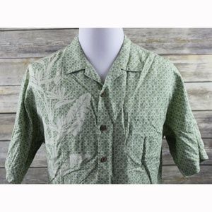 Tommy Bahama Silk Linen Frond Print Camp Shirt LG